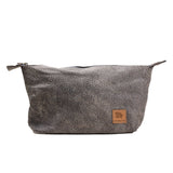 Large Leather Cosmetic Bag | Grey